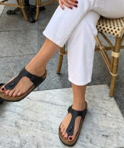 Birkenstock Gizeh zwart Birko-Flor