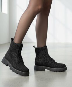 Cellini Leopard Veterboots zwart Suede