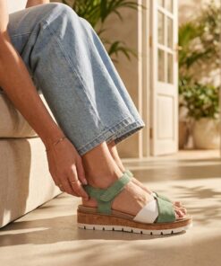 Feyn Sandalen groen Leer