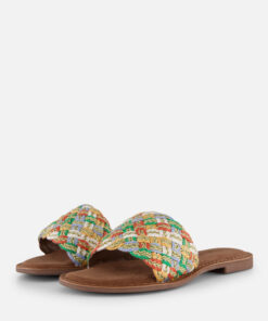Lazamani Raffia Slippers wit Synthetisch