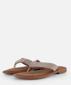 Lazamani Rainbow Slippers zilver Leer
