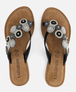 Alternative view of Lazamani Slippers Beads zwart Leer