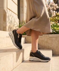 Remonte Wedge Sneakers zwart Synthetisch