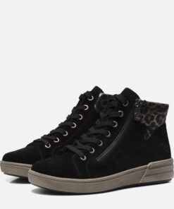 Rieker Veterboots zwart Suede