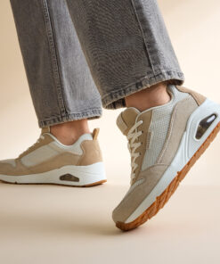 Skechers Uno 2 Much Fun Sneakers taupe Textiel