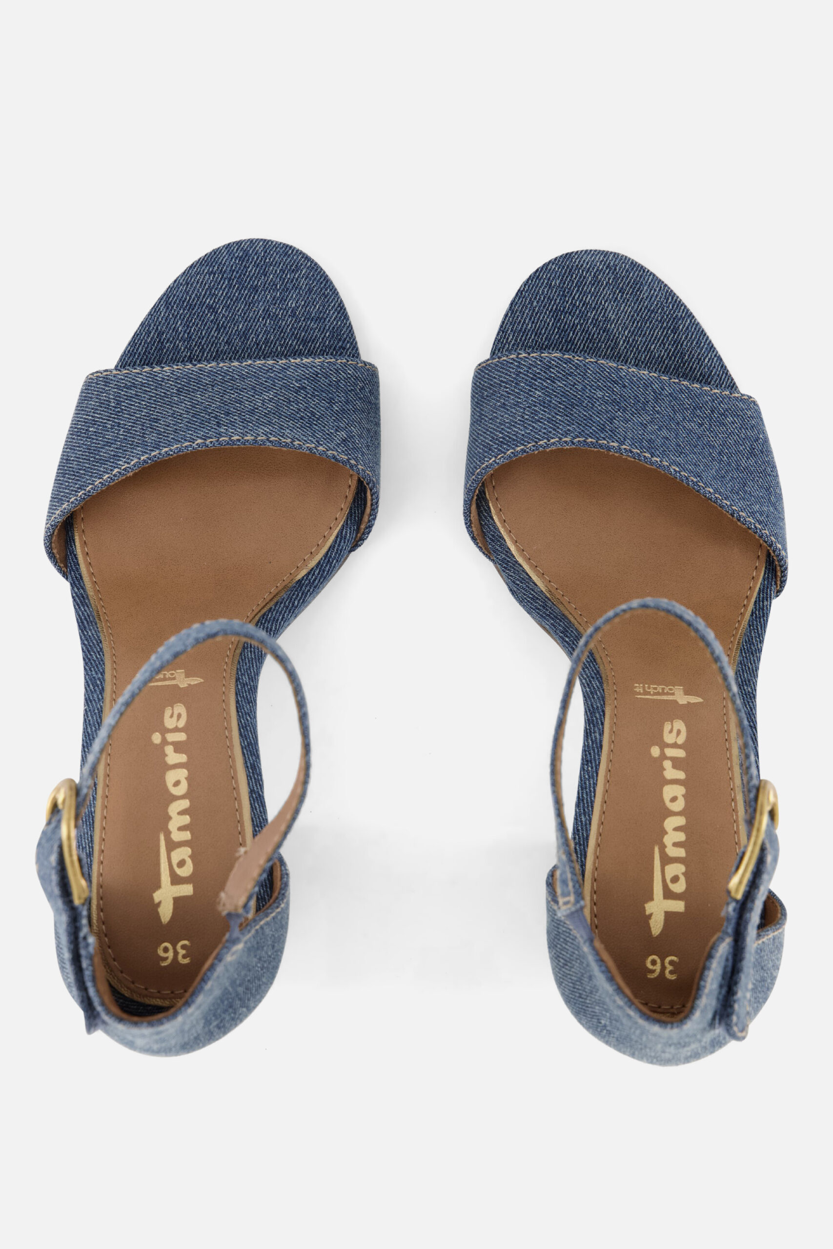 Tamaris Denim Sandalen met hak blauw Textiel - Image 3