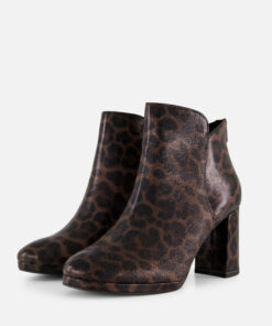 Tamaris Leopard Enkellaarsjes bruin Textiel