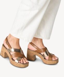 Tamaris Sandalen met hak cognac Synthetisch