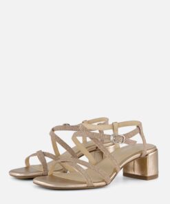 Tamaris Sandalen met hak goud Textiel