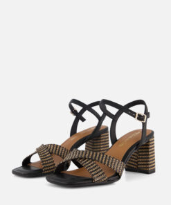 Tamaris Sandalen met hak zwart Textiel