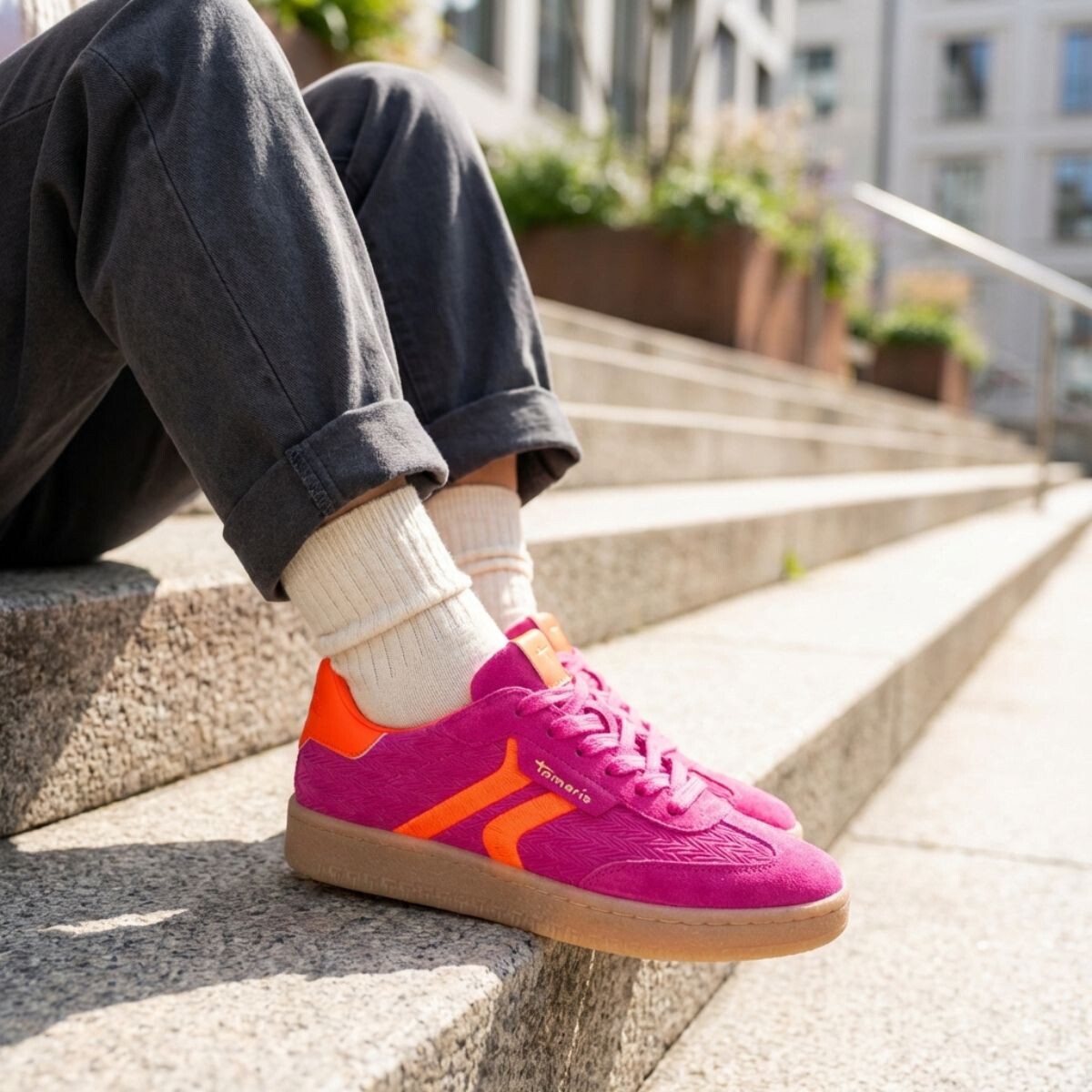 Tamaris Sneakers roze Suède